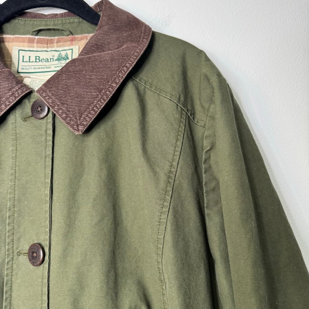 LL Bean Barn Coat Chore Jacket Flannel Lined Green Womens 2X - Picture 3 of 8